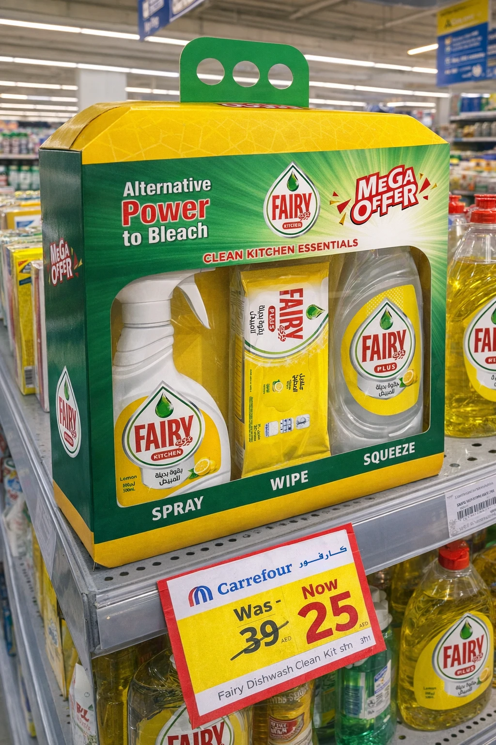 Fairy product packaging displayed on a retail shelf